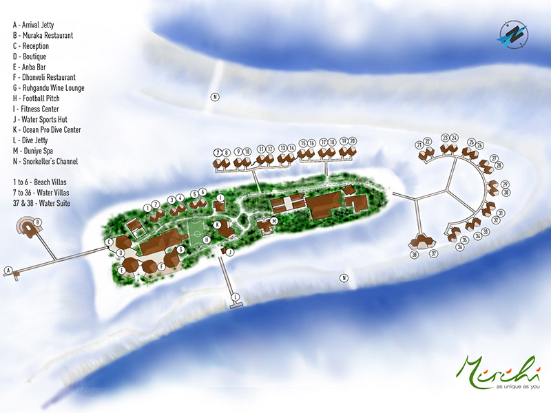 Mirihi Island Resort - Inselkarte